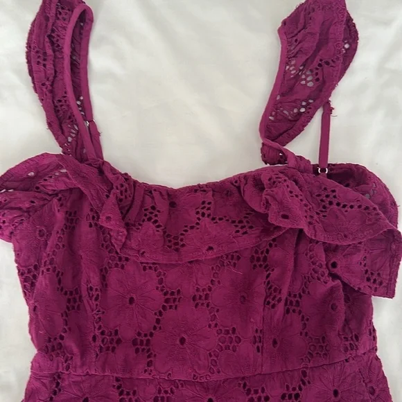 Lulu’s Biscay Ruffled Eyelet Lace Mini Dress Purple Cocktail Formal Womens S - Picture 5 of 10